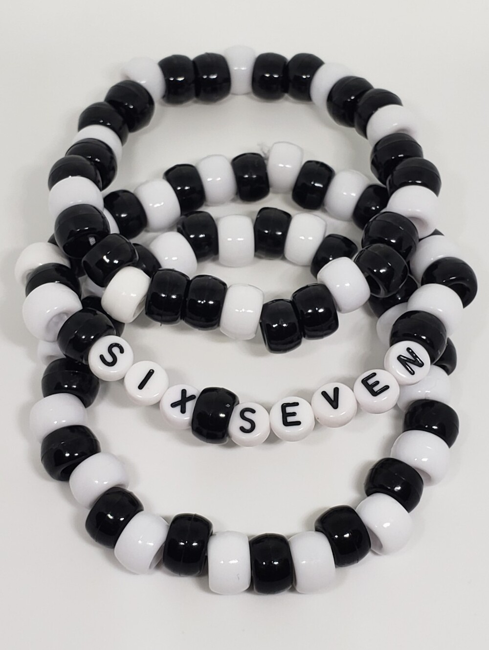 Handmade Black White Checkered Six Seven Stackable Kandi Bracelets